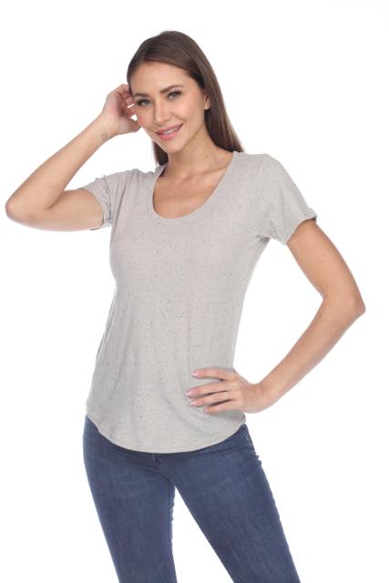 1201 Junior's Cotton Nub Scoop Neck Tee with Curve Hem
