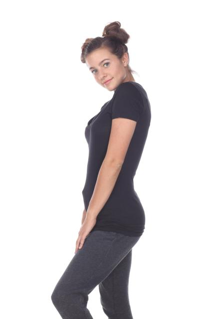 3903 Junior's Bamboo Blend Short Sleeve Deep V Neck Tee