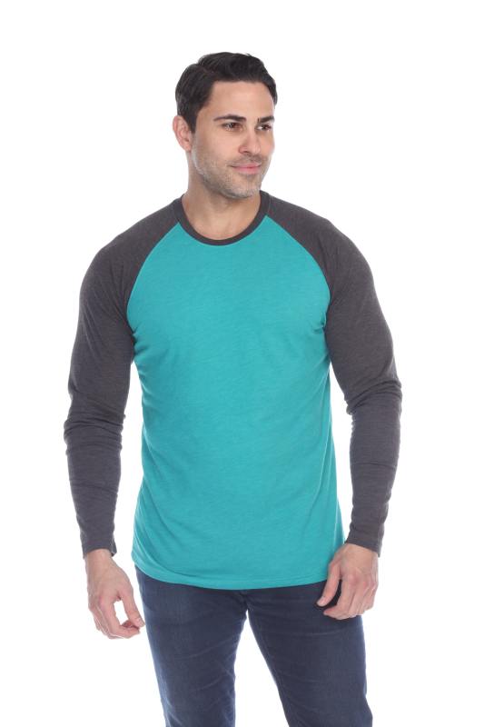 3701 Men's Long Sleeve CVC Blended Crew Neck Raglan