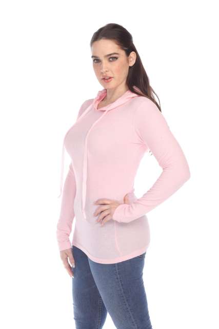 6101 Junior's Long Sleeve Waffle Thermal Hoodie