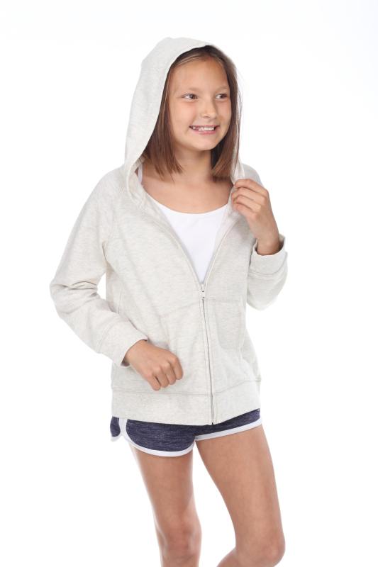 8902G Girls French Terry Llong Sleeve Zip Hoodie