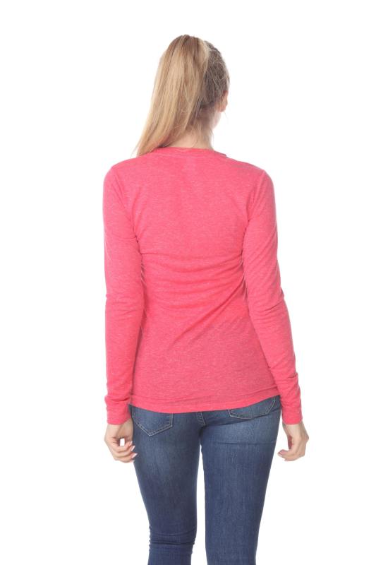 3804 Junior's Poly Linen Long Sleeve Crewneck Tee