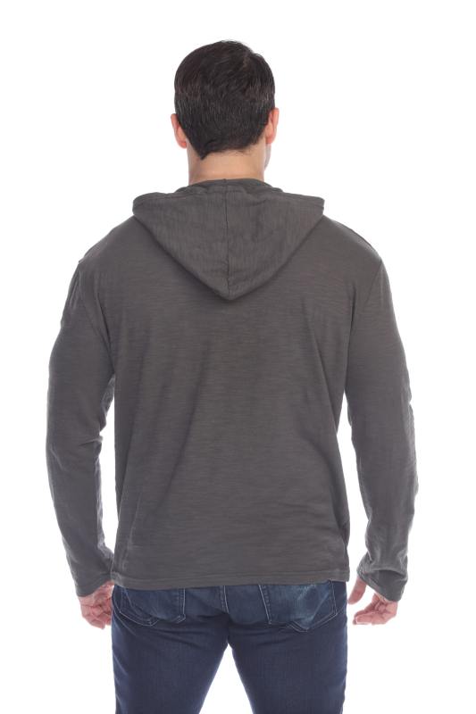 8705 Men's Long Sleeve Hooded Cotton Slub Pullover