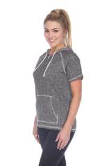 8901 Junior's French Terry Short Sleeve Zip Hoodie