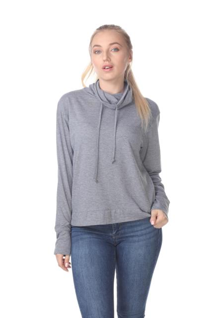 3217 Junior's Relaxed Mock Neck Long Sleeve Pullover