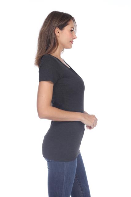 3203 Junior's Tri Blend Short Sleeve Deep V-Neck Tee