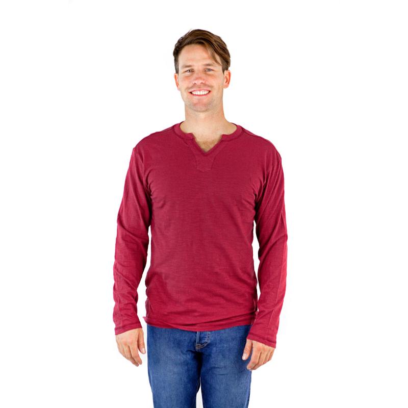 6562 Men's Long Sleeve Slub Jersey V-Cut Crewneck Tee