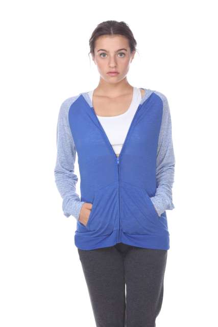 6153C Juniors 2-Tone Zip Front Pocket Hooded Jacket