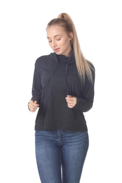 3217 Junior's Relaxed Mock Neck Long Sleeve Pullover