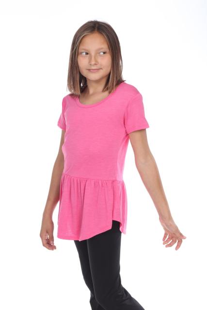 9208 Girl's Short Sleeve Peplum Tee
