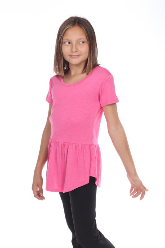 9208 Girl's Short Sleeve Peplum Tee