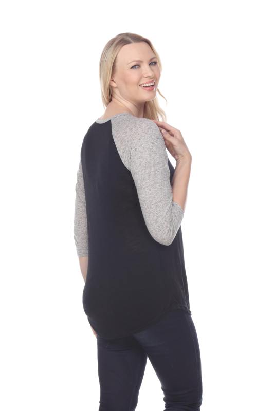 7454 LADIES POLY RAYON SLUB SCOOP NECK 3/4 SLEEVE RAGLAN