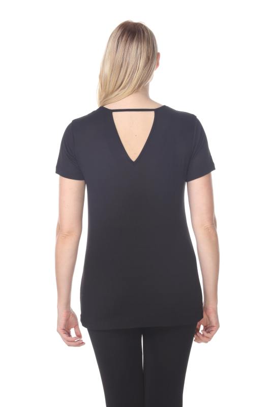 7313 Ladies Modal Blend Casual Open V Back Short Sleeve Tee