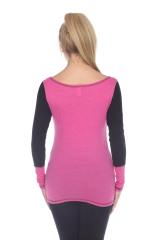 3101 Junior's Cotton Poly Blend Body with Black Thermal Long Sleeve Tee