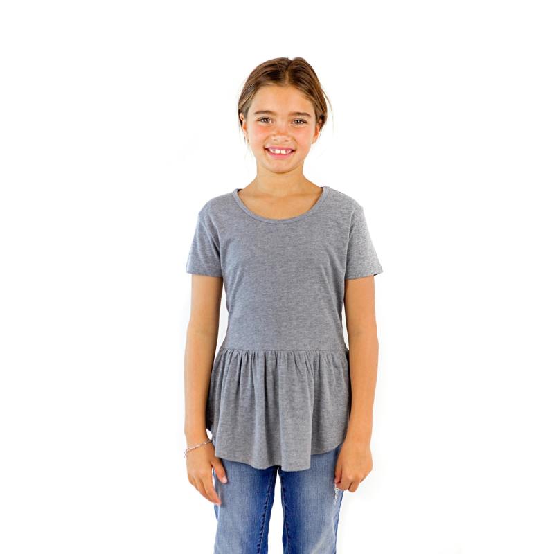 9208 Girl's Short Sleeve Peplum Tee