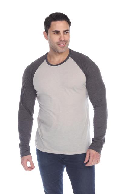 3701 Men's Long Sleeve CVC Blended Crew Neck Raglan