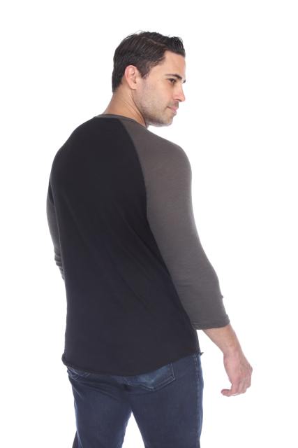 6570 Men's 3/4 Sleeve Cotton Slub Crewneck Raglan