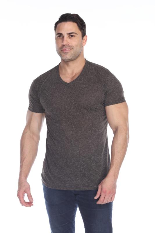 3702 Men's Poly Linen Blend V-Neck Tee