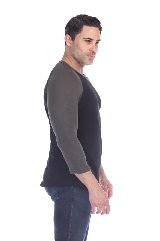 6570 Men's 3/4 Sleeve Cotton Slub Crewneck Raglan