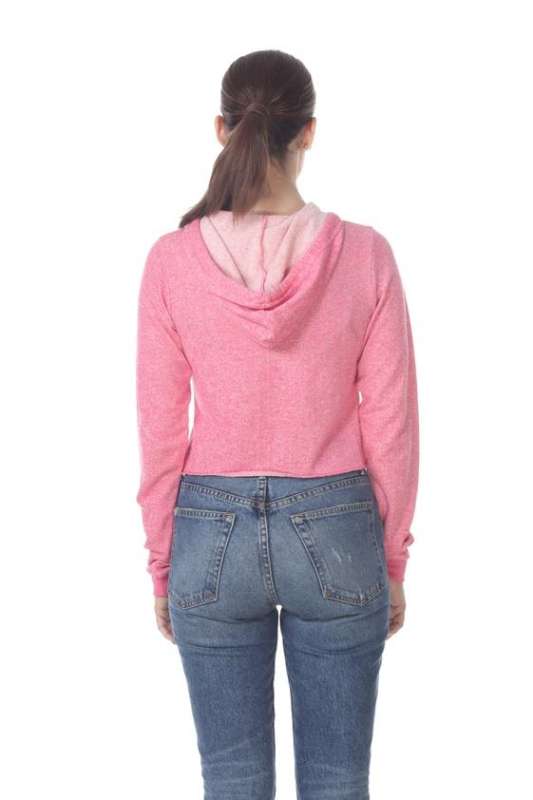8911 Junior's French Terry Hooded Crop Long Sleeve Sweatshirt