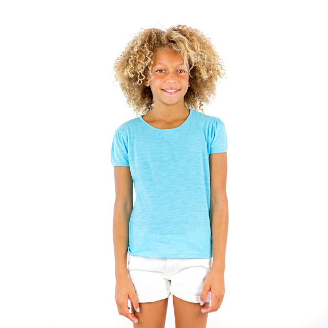 9012 Girl's Puff Sleeve Crew Tee