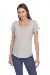 1201 Junior's Cotton Nub Scoop Neck Tee with Curve Hem