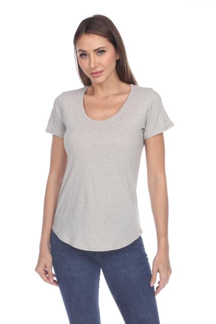 1201 Junior's Cotton Nub Scoop Neck Tee with Curve Hem