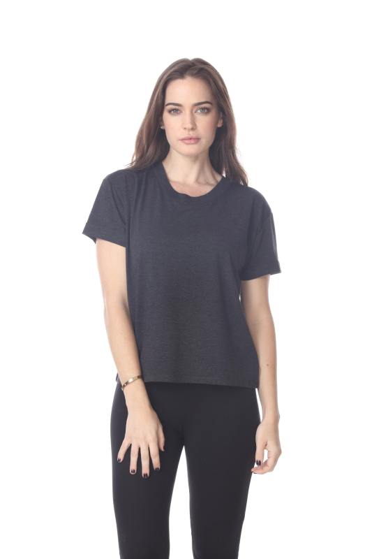 3216 Junior's Rolled Cuff Short Sleeve Boxy Tee