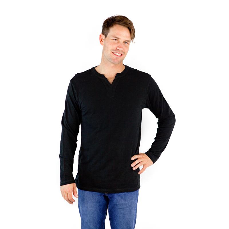 6562 Men's Long Sleeve Slub Jersey V-Cut Crewneck Tee