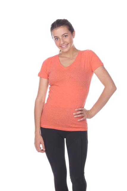 1203 Junior's Cotton Nub Short Sleeve Regular V-Neck Tee