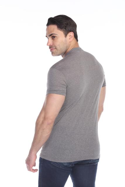 3702 Men's Poly Linen Blend V-Neck Tee
