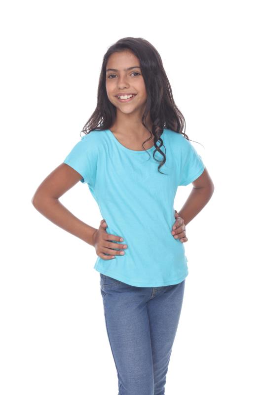 3905G Girls Short Sleeve Dolman with Curve Hem