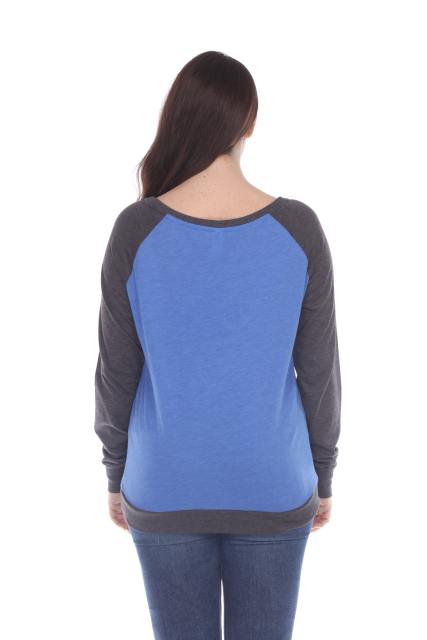 3102 Junior's Cotton Poly Contrast Raglan Long Sleeve Pullover