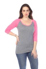 3206 Junior's Tri Blend 3/4 Contrast Sleeve Raglan