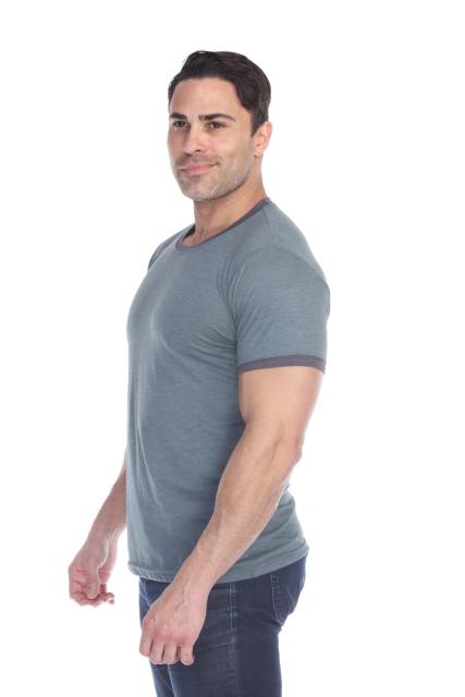 3602 Men's Short Sleeve CVC Blended Crew Neck Ringer Tee