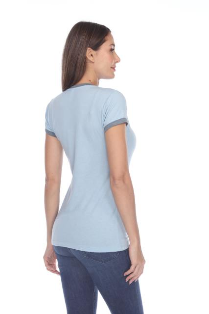 3001 Junior's Cap Sleeve CVC Blended Ringer Tee