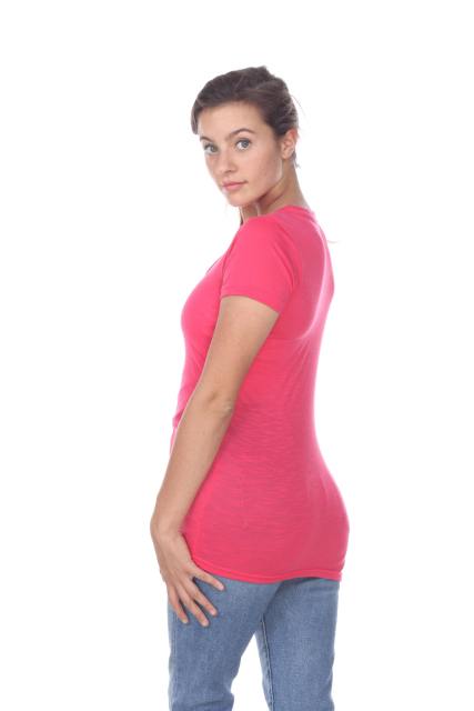 3400 Junior's Poly Rayon Slub Crewneck Tee