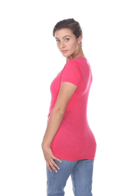 3400 Junior's Poly Rayon Slub Crewneck Tee
