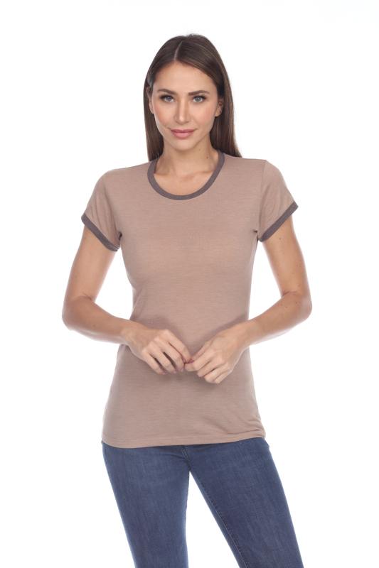 3001 Junior's Cap Sleeve CVC Blended Ringer Tee