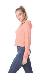 8911 Junior's French Terry Hooded Crop Long Sleeve Sweatshirt