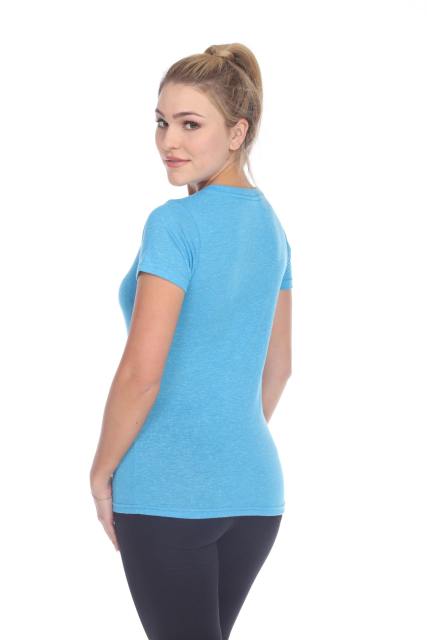 3803 Junior's Short Sleeve Poly Linen Deep V Neck Tee
