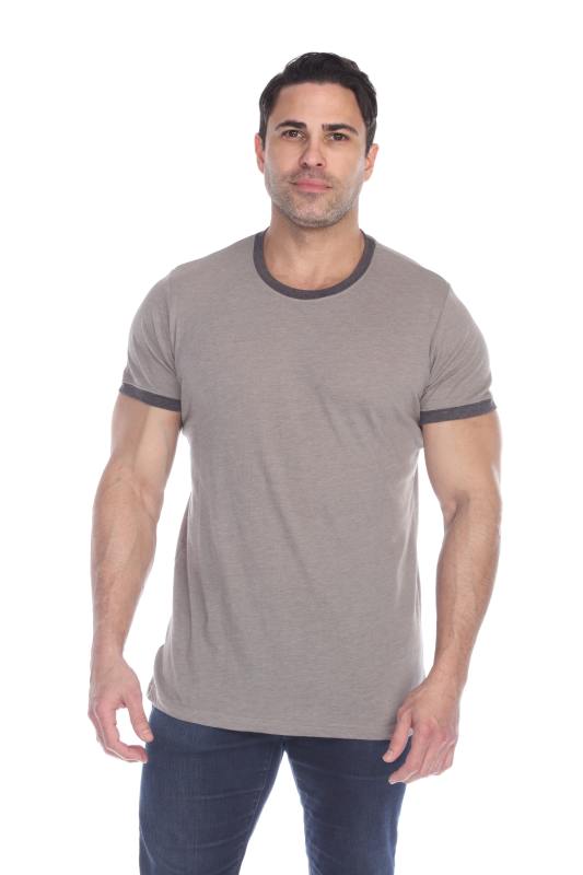 3602 Men's Short Sleeve CVC Blended Crew Neck Ringer Tee
