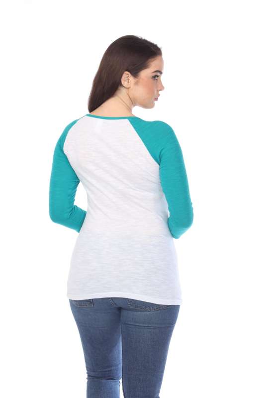6054 Juniors Boat Neck 3/4 Sleeve Cotton Slub Raglan