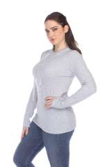 6101 Junior's Long Sleeve Waffle Thermal Hoodie