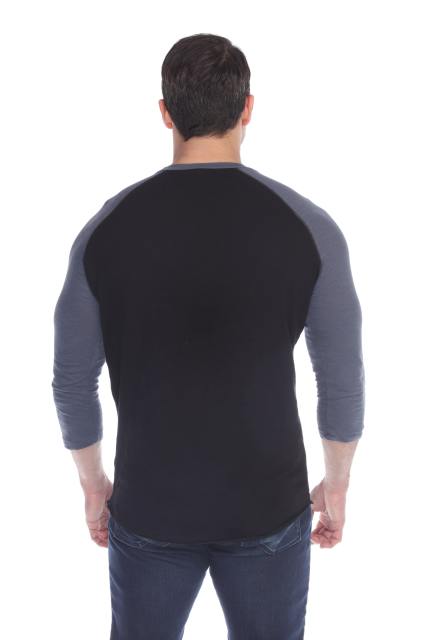 6570 Men's 3/4 Sleeve Cotton Slub Crewneck Raglan
