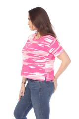 3216C Junior's Camo Print Rolled Cuff Short Sleeve Boxy Tee