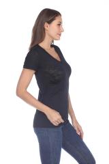 3503 Junior's Burnout V Neck Tee