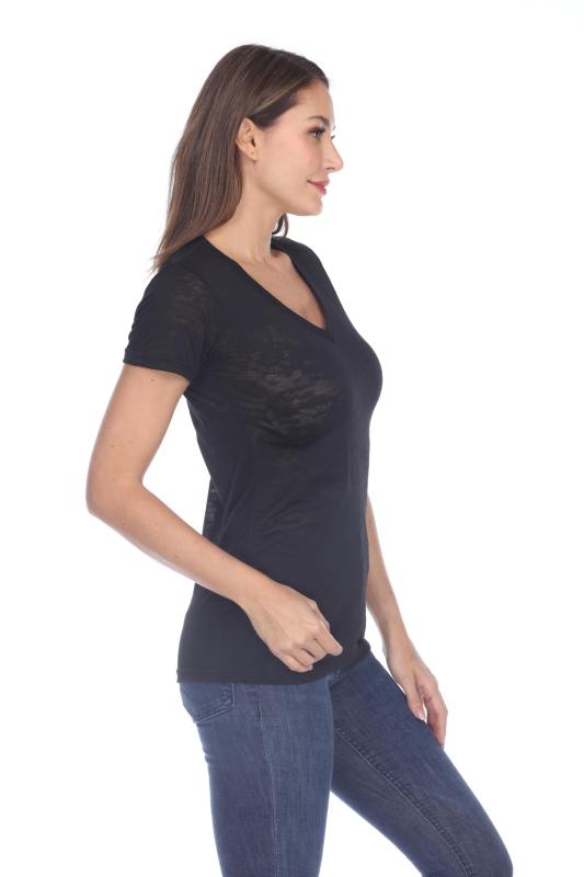 3503 Junior's Burnout V Neck Tee
