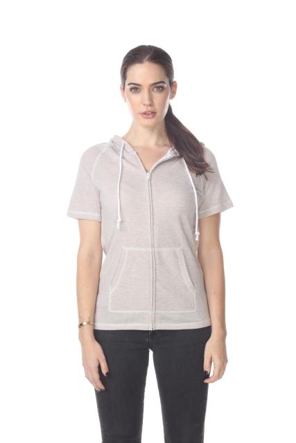8901 Junior's French Terry Short Sleeve Zip Hoodie