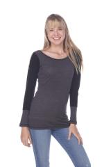 3101 Junior's Cotton Poly Blend Body with Black Thermal Long Sleeve Tee